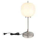 Lampă de masă din metal nichel mat, sticlă alb, întrerupător pe cablu, ø: 185mm, I: 450mm, lungime cablu 1500mm, excl. 1x E14 40W 230V - imagine 4