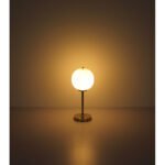 Lampă de masă din metal nichel mat, sticlă alb, întrerupător pe cablu, ø: 185mm, I: 450mm, lungime cablu 1500mm, excl. 1x E14 40W 230V - imagine 5
