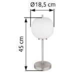 Lampă de masă din metal nichel mat, sticlă alb, întrerupător pe cablu, ø: 185mm, I: 450mm, lungime cablu 1500mm, excl. 1x E14 40W 230V - imagine 6