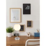 Lampă de masă din metal nichel mat, sticlă alb, întrerupător pe cablu, ø: 185mm, I: 450mm, lungime cablu 1500mm, excl. 1x E14 40W 230V