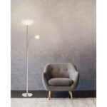 Lampadar, crom, nichel, sticlă satinată, întrerupător, Ø 300, H: 1780, inclusiv E27 LED 8,8W 230V 700lm, 3000K, E14 LED 3W 230V 200lm, 3000K - imagine 2