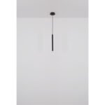 Suspensie metal negru mat, metal negru mat, acrilic satinat, transparent, cablu PVC negru, ø: 120mm, H: 1200mm, excl. 1x G9 LED 4W 230V - imagine 5