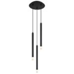 Suspensie metal negru mat, metal negru mat, acrilic satinat, transparent, cablu PVC negru, ø: 240mm, H: 1200mm, excl. 3x G9 LED 4W 230V