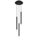 Suspensie metal negru mat, metal negru mat, acrilic satinat, transparent, cablu PVC negru, ø: 240mm, H: 1200mm, excl. 3x G9 LED 4W 230V - imagine 3
