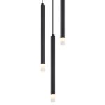 Suspensie metal negru mat, metal negru mat, acrilic satinat, transparent, cablu PVC negru, ø: 240mm, H: 1200mm, excl. 3x G9 LED 4W 230V - imagine 4