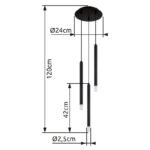 Suspensie metal negru mat, metal negru mat, acrilic satinat, transparent, cablu PVC negru, ø: 240mm, H: 1200mm, excl. 3x G9 LED 4W 230V - imagine 5