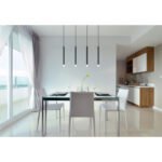 Suspensie metal negru mat, metal negru mat, acrilic satinat, transparent, cablu PVC negru, LxLxA: 760x80x1200mm, excl. 4x G9 LED 4W 230V - imagine 2