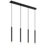 Suspensie metal negru mat, metal negru mat, acrilic satinat, transparent, cablu PVC negru, LxLxA: 760x80x1200mm, excl. 4x G9 LED 4W 230V
