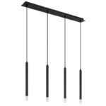Suspensie metal negru mat, metal negru mat, acrilic satinat, transparent, cablu PVC negru, LxLxA: 760x80x1200mm, excl. 4x G9 LED 4W 230V - imagine 3