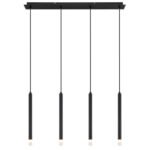 Suspensie metal negru mat, metal negru mat, acrilic satinat, transparent, cablu PVC negru, LxLxA: 760x80x1200mm, excl. 4x G9 LED 4W 230V - imagine 4