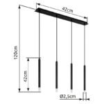 Suspensie metal negru mat, metal negru mat, acrilic satinat, transparent, cablu PVC negru, LxLxA: 760x80x1200mm, excl. 4x G9 LED 4W 230V - imagine 6