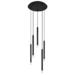 Suspensie metal negru mat, metal negru mat, acrilic satinat, transparent, cablu PVC negru, ø: 340mm, H: 1200mm, excl. 5x G9 LED 4W 230V - imagine 2