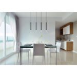 Suspensie metal negru mat, metal negru mat, acrilic satinat, transparent, cablu PVC negru, ø: 340mm, H: 1200mm, excl. 5x G9 LED 4W 230V