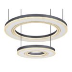 Lampă cu suspensie metal negru, alb, alb acrilic, reglabil, funcție de memorie, lumină de noapte, înălțimea poate fi scurtată, telecomandă, inel ø:30cm / 50cm, ø:500mm I:1200mm, LED 50W 230V, 525-6250lm Sursă, 150-1800lm Ieșire, CCT 2700-6000K - imagine 4