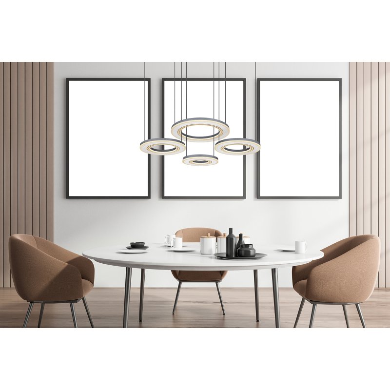 blasius-67191-80-g27606-7 Lampă cu suspensie metal negru, alb, alb acrilic, reglabilă, memorie, lumină de noapte, înălțimea poate fi scurtată, telecomandă, inel ø:30/40/50cm, L x l x I: 1000x500x1200mm, LED 80W 230V, 850-10200lm sursă, 240-2765lm ieșire, CCT 2700-6000K - imagine 1