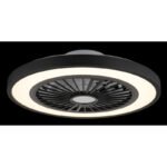 Ventilator de tavan metal negru/plastic mat/alb, mai multe niveluri prin intermediul întrerupătorului de perete, telecomandă, mod "vânt natural" reglabil, 20m², ø:540mm, H:159mm, LED 45W 230V, sursă 740-5200lm, ieșire 260-2080lm, CCT 3000-6500K - imagine 3
