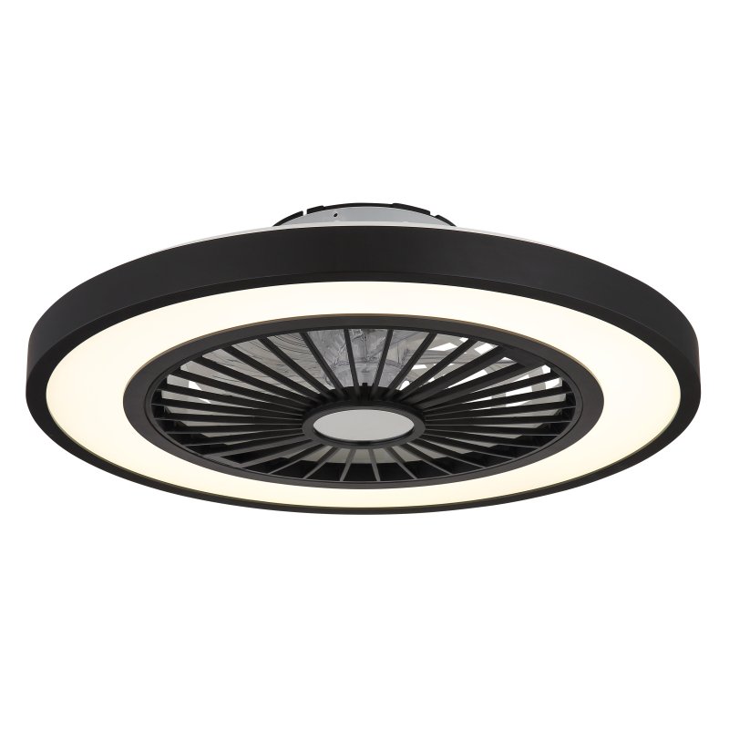 blizzak-03653-g28708 Ventilator de tavan metal negru/plastic mat/alb, mai multe niveluri prin intermediul întrerupătorului de perete, telecomandă, mod "vânt natural" reglabil, 20m², ø:540mm, H:159mm, LED 45W 230V, sursă 740-5200lm, ieșire 260-2080lm, CCT 3000-6500K - imagine 1