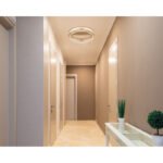 Plafoniera metal auriu, aluminiu. auriu, cristal K5 transparent, acrilic transparent, reglabil, mai multe niveluri prin comutator de perete, memorie, lumina de noapte, telecomanda, ø:400mm H:100mm, LED 36W 230V, 240-2000lm, CCT2700-6000K - imagine 2