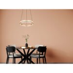 Lampa suspendata metal auriu, aluminiu. auriu, cristal K5 transparent, acrilic transparent, reglabil, mai multe niveluri prin comutator de perete, memorie, lumina de noapte, telecomanda, ø:400mm H:1200mm, LED 36W 230V, 240-2000lm, CCT2700-6000K - imagine 3