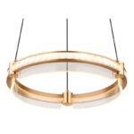 Lampa suspendata metal auriu, aluminiu. auriu, cristal K5 transparent, acrilic transparent, reglabil, mai multe niveluri prin comutator de perete, memorie, lumina de noapte, telecomanda, ø:400mm H:1200mm, LED 36W 230V, 240-2000lm, CCT2700-6000K - imagine 5