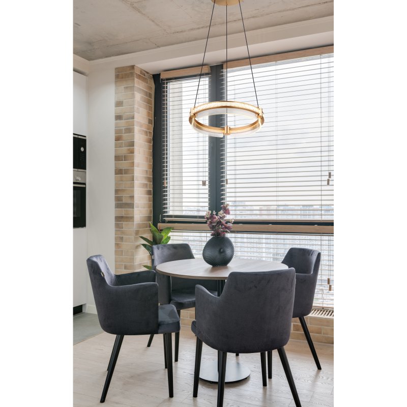 blondie-67196-36h-g28683-6 Lampa suspendata metal auriu, aluminiu. auriu, cristal K5 transparent, acrilic transparent, reglabil, mai multe niveluri prin comutator de perete, memorie, lumina de noapte, telecomanda, ø:400mm H:1200mm, LED 36W 230V, 240-2000lm, CCT2700-6000K - imagine 1