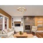 Plafoniera metal/aluminiu auriu, cristale K5 transparent, acrilic transparent, reglabil, mai multe niveluri prin comutator de perete, memorie, telecomandă, ø:600mm H:170mm, LED 78W 230V, sursă 1025-9162lm, ieșire 430-4143lm, CCT 2700- 6000K - imagine 2