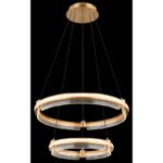 Lampă suspendată metal/aluminiu auriu, cristale K5 transparente, reglabil, mai multe niveluri prin intermediul întrerupătorului de perete, telecomandă, ø: 600mm, H: 1200mm, LED 78W 230V, sursă 1025-9162lm, ieșire 430-4143lm, CCT 2700-6000K - imagine 3