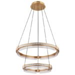 Lampă suspendată metal/aluminiu auriu, cristale K5 transparente, reglabil, mai multe niveluri prin intermediul întrerupătorului de perete, telecomandă, ø: 600mm, H: 1200mm, LED 78W 230V, sursă 1025-9162lm, ieșire 430-4143lm, CCT 2700-6000K - imagine 4