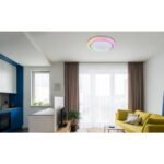 Plafonieră metal alb, plastic cristale, reglabil, mai multe niveluri prin intermediul comutatorului de perete, efect curcubeu RGB, funcție de memorie, lumină de noapte, telecomandă, ø:505mm I:75mm, LED 20W+RGB 5W 230V, ieșire 65-1100lm, CCT2700-6500K - imagine 2