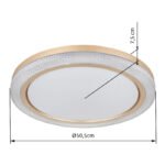 Plafonieră metal alb, plastic cristale, reglabil, mai multe niveluri prin intermediul comutatorului de perete, efect curcubeu RGB, funcție de memorie, lumină de noapte, telecomandă, ø:505mm I:75mm, LED 20W+RGB 5W 230V, ieșire 65-1100lm, CCT2700-6500K - imagine 6