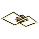 Plafonieră metal negru mat, MDF, reproducere lemn închis, plastic alb, rotativ, L x l x I: 530x380x90mm, inclusiv LED 18W 230V, sursă 2050lm, putere 1200lm, 3000K