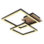 Plafonieră metal negru mat, MDF, reproducere lemn închis, plastic alb, rotativ, L x l x I: 530x380x90mm, inclusiv LED 18W 230V, sursă 2050lm, putere 1200lm, 3000K - imagine 5