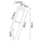 Aplica de exterior ,oțel inoxidabil antracit, plastic alb, IP44, D: 76, H: 390, AL: 170, excl. 1xE27 60W 230V - imagine 6