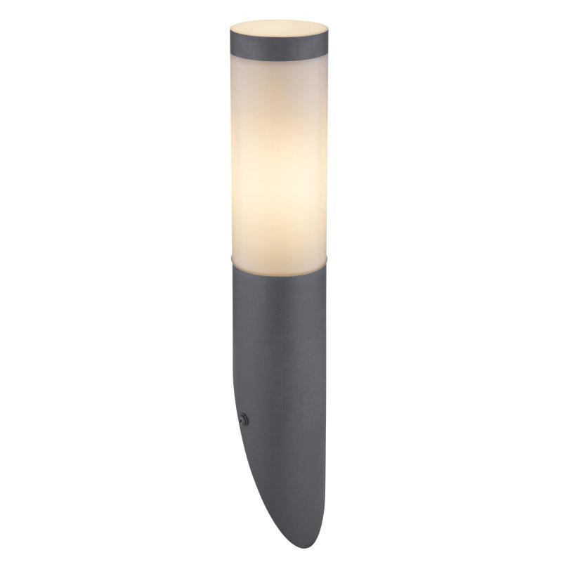 boston-3157a-g25721 Aplica de exterior ,oțel inoxidabil antracit, plastic alb, IP44, D: 76, H: 390, AL: 170, excl. 1xE27 60W 230V - imagine 1