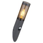 Aplica exterior din oțel inoxidabil antracit, plastic de culoare fumurie, direcția luminii: în sus, inclusiv senzor, IP44, ø: 76mm, I: 410mm, A: 170mm, fără bec 1x E27 15W 230V