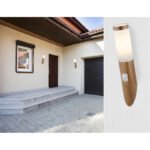 Aplica de exterior ,optic lemn ,din oțel inoxidabil, plastic alb, IP44, senzor: 90 °, autonomie: 2-8m, D: 76, H: 405, AL: 165,excl 1xE27 30W 230V - imagine 2