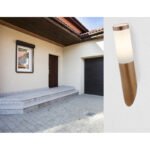 Aplica de exterior optic lemn ,din oțel inoxidabil, plastic alb,, IP44, D: 76, H: 390, AL: 165, excl 1xE27 60W 230V - imagine 2