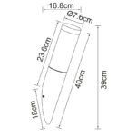 Aplica de exterior optic lemn ,din oțel inoxidabil, plastic alb,, IP44, D: 76, H: 390, AL: 165, excl 1xE27 60W 230V - imagine 5