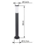 Stalp de exterior ,oțel inoxidabil antracit, plastic alb, IP44, D: 127, H: 800, excl. 1xE27 60W 230V - imagine 5