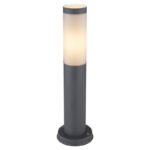 Stalp de exterior ,oțel inoxidabil antracit, plastic alb IP44, D: 127, H: 450, excl.1xE27 60W 230V