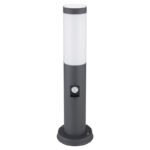 Stalp de exterior ,oțel inoxidabil antracit, plastic alb, IP44, senzor: 90 °, interval: 2-8m, D: 127, H: 450, excl. 1xE27 30W 230V - imagine 3