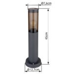 Corp de iluminat pentru exterior din oțel inoxidabil antracit, plastic de culoare fumurie, IP44, ø: 127 mm, I: 450 mm, fără bec 1x E27 23W 230V - imagine 6