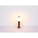 Stalp de exterior optic lemn ,din oțel inoxidabil, plastic alb, IP44, D: 127, H: 450, excl 1xE27 23W 230V - imagine 5