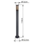 Corp de iluminat exterior din oțel inoxidabil antracit, plastic de culoare fumurie, IP44, ø: 127 mm, I: 1100 mm, fără bec 1x E27 23W 230V - imagine 5