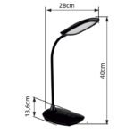 Lampă de masă din plastic negru lucios, plastic satinat, silicon negru mat, reglabil, variator de intensitate, funcție de memorie, lumină de noapte, adaptor incl., LxLxA: 280x136x400mm, LED 9W 230V, sursă 129-780lm, ieșire 39-520lm,CCT4000/3000/6500K - imagine 7