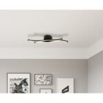 Plafonieră metal negru mat, aluminiu negru mat, plastic opal, LxWxH: 476x100x56mm, incl. LED 12W 230V, sursă 1280lm, ieșire 560lm, 3000K - imagine 2