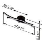 Plafonieră metal negru mat, aluminiu negru mat, plastic opal, LxWxH: 476x100x56mm, incl. LED 12W 230V, sursă 1280lm, ieșire 560lm, 3000K - imagine 5