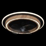 Ventilator de tavan metal negru mat, MDF aspect lemn închis, plastic opal, plastic fumuriu, dimmable, mai multe niveluri prin întrerupător de perete, telecomandă, ø:500mm H:135mm, 15m², LED 32W 230V, sursă 320-3200lm, ieșire 120-1200lm, CCT2700-6500K - imagine 3