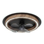 Ventilator de tavan metal negru mat, MDF aspect lemn închis, plastic opal, plastic fumuriu, dimmable, mai multe niveluri prin întrerupător de perete, telecomandă, ø:500mm H:135mm, 15m², LED 32W 230V, sursă 320-3200lm, ieșire 120-1200lm, CCT2700-6500K - imagine 5