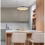 Suspensie aluminiu negru mat, acril satinat, dimmable, mai multe niveluri prin comutator de perete, funcție de memorie, lumină de noapte, înălțime reglabilă, telecomandă, 630x600x1500mm, LED 36W 230V, 400-4800lm sursă, 50-800lm ieșire, CCT 2700-6000K - imagine 2